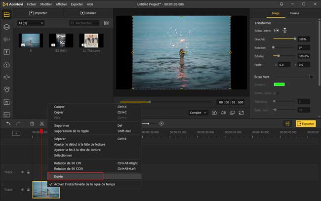 changer la durée de l'image