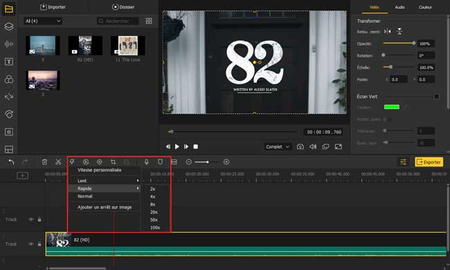 changer la vitesse de la vidéo