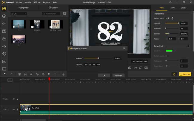 personnaliser la vitesse de la vidéo
