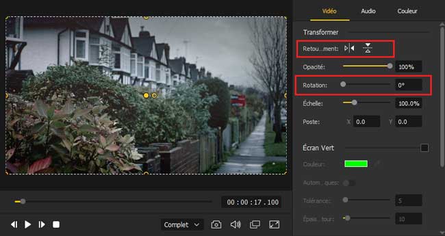 faire pivoter et retourner la vidéo