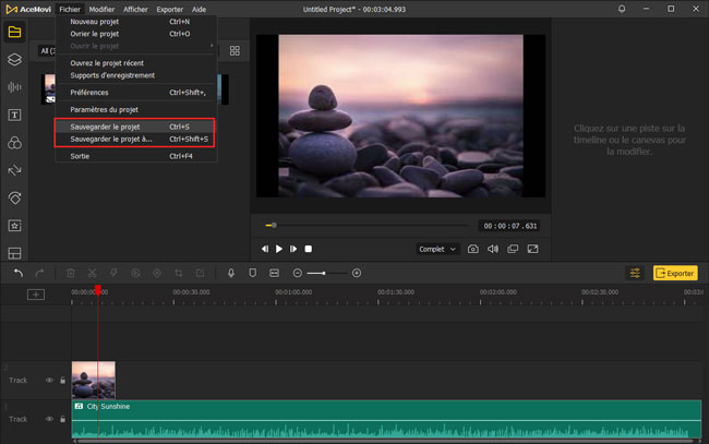 enregistrer le projet