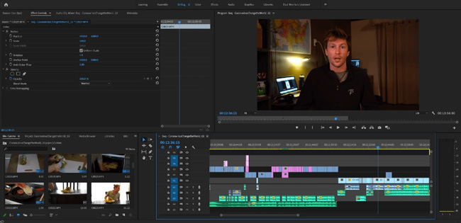 l'interface d'adobe premiere pro cc