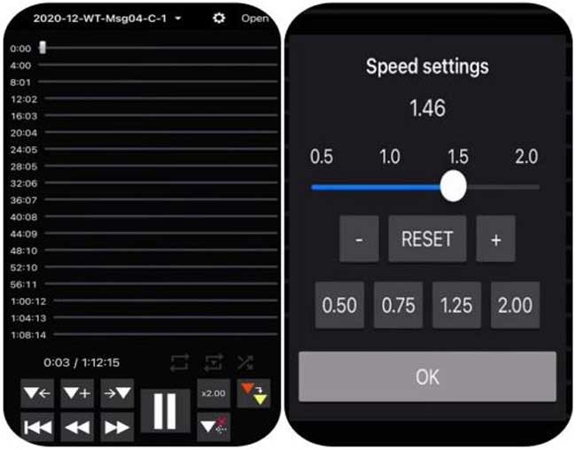 comment changer la vietesse audio