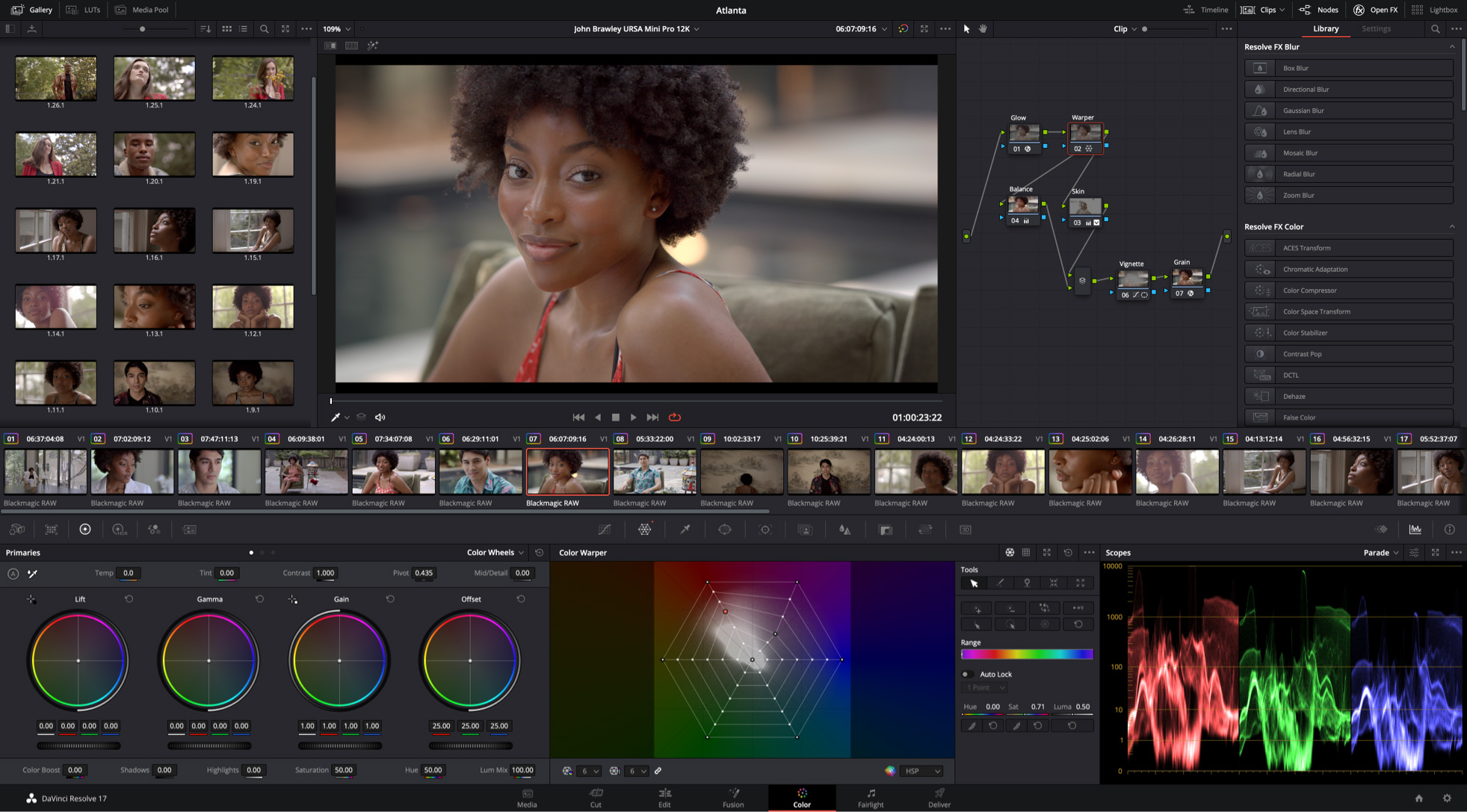 l'interface de davinci resolve