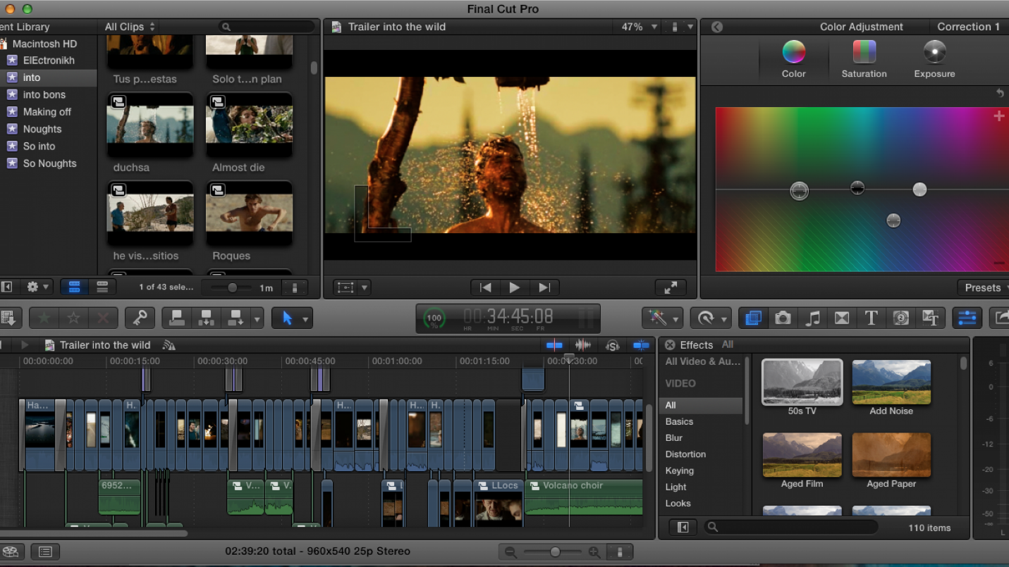 l'interface de final cut pro