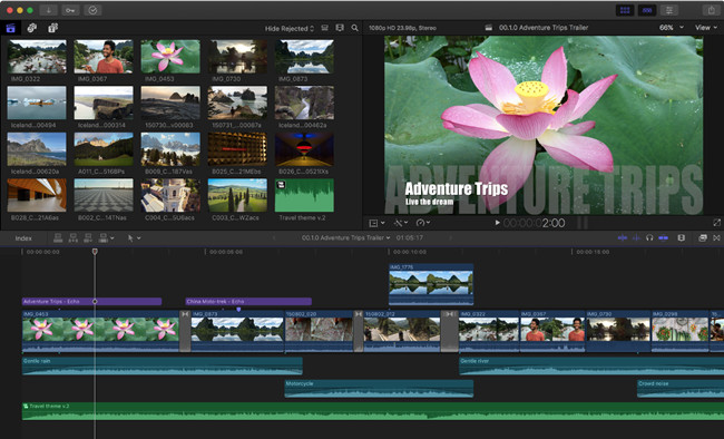 l'interface de final cut pro 