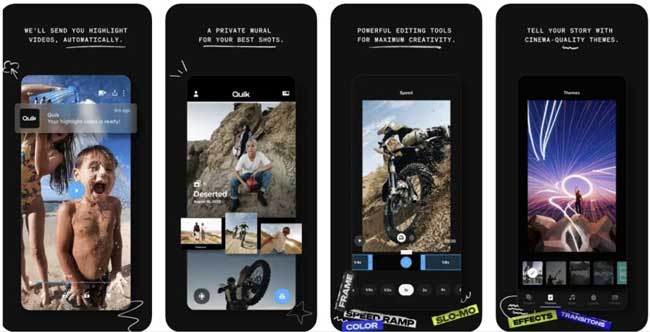 l'interface de gopro quik