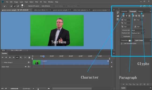 comment ajouter du texte dans photoshop video editor