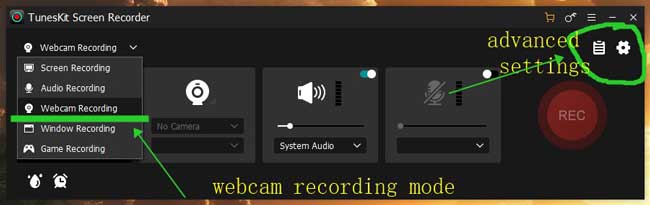 enregistrer par webcam avec tuneskit screen recorder