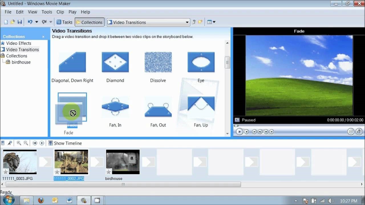 l'interface de windows movie maker